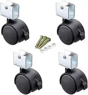 Pack of 4 Child Crib Caster Swivel Cot Castors 2-in Furniture Wheel with Brake,Baby Crib Wheel Accessories,Load 70kg,Silent,Black,Suitable for Vegetable Flower Shelves,with U-Bracket (25mm/1in) (Colo