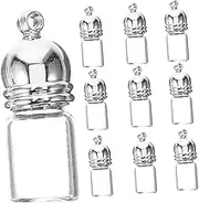 10Pcs Mini Glass Bottles with Cap Tiny Wishing Jars for DIY Crafts Decorative Charm Bottles for Weddings Parties Creative Projects