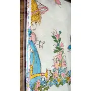Vintage Furtura Paper Table Cloth 54x88 NOS Girl Sprig Flowers Butterfly See Pic