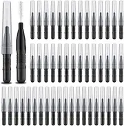 Fantasyon 60 PCS Micro Eyebrow Brush with Cap, Disposable Eyelash Brushes Brow Lamination Brushes 360°Bendable Mascara Brush Mascara Wand for Lash Extension Tooth Cleaning