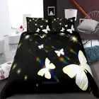 Butterfly Black Single/Queen/King/Double Bed Duvet/Quilt/Doona Cover Set Linen