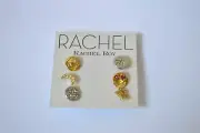 NWT Rachel Rachel Roy 3 Pair of Stud Earrings Set Sun Star Crystal Studs