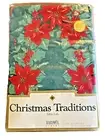 Tablecloth Bardwil Christmas Traditions Poinsettias 60 Inch by 84 Inch Oval NIP