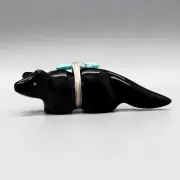 ZUNI FETISH-LARGE BLACK JET WOLF FETISH by HERBERT HALATE-NATIVE AMERICAN