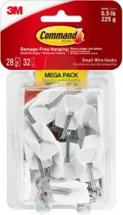 Command Small Wire Toggle Hooks, Damage Free Hanging Wall 28 White