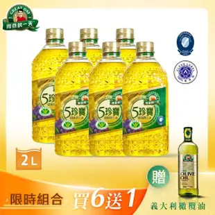 即期品【得意的一天】五珍寶健康調和油2L*6+義大利橄欖油1L(有效期限:2024.05.04)