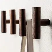 Wooden 4Pack Clothes Hook Wall Mounted, Natural Simple Wooden Clothes Pegs Wall Mounted Vintage Single Organizer Hanger Wooden Clothes Hanger