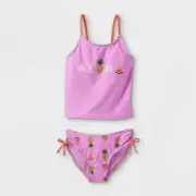 Cat & Jack Girls' Aloha Tankini Two Piece Set Pink Medium (7/8) NEW W/TAG