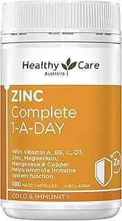 Healthy Care Zinc Complete, 180 Capsules, Daily Immune Support with Vitamins A, B6, C, D3 and Minerals