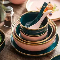 在飛比找ETMall東森購物網優惠-陶瓷高檔北歐祖母綠金邊筷子餐具