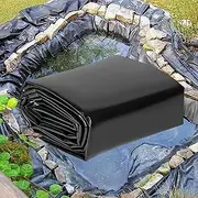 HDPE Pond Liner Black Heavy Duty Underlay Sealing Film Pond Membrane Swimming Pond Mat 19.7x19.7ft/23x26.2ft/26.2x32.8ft/32.8x39.3ft Water Garden Pond Tarpaulin for Fountains/Waterfall(4x6m(13.1x19.7f