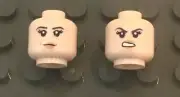 LEGO 1 Two Sided Light Nougat Flesh Female Head Neutral Smile, Really Mad Angry