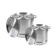 Steamer 28 qt. Aluminum Stock Pot 10 qt Lid Cool-Touch Handles Steam Vent Insert