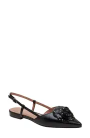 Linea Paolo Cadie Slingback Pointed Toe Flat in Black at Nordstrom, Size 6