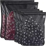 5 Pack (2 Large & 3 Medium) Delicates Laundry Bags, Bra Fine Mesh Wash Bag, Zippered, Protect Best Clothes in The Washer (5 Black, Set of 5)