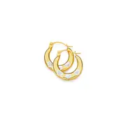 9ct Gold Two Tone Triple Hearts Creole Earrings