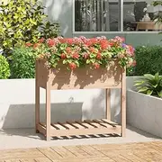 Raised Garden Bed, Elevated Planter Box Plant Container with Shelf 82.5x54x81 cm Solid Wood Pine