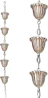 Rain Chain Copper Water Chain 39in Japanese Movable Hanging Rain Chains with 5 Cups Building Protection Rustproof Decorative Outdoor Garden Water Guide Catcher-