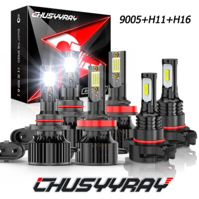 For Chevy Suburban Tahoe 2007-2014 Combo Hi&Lo Beam LED + Fog light Blub 6000K (for: Chevrolet)
