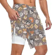 [ZZXXB] Husky Corgi Dog Athletic Shorts for Men with Pockets 2 in 1 Quick Dry Running Shorts S-3XL