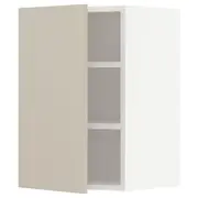 METOD wall cabinet with shelves, white/Havstorp beige, 40x37x60 cm