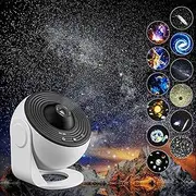 YunLone Home Planetarium Star Projector Galaxy Light Night Lights with 12 Lights Film Discs, Nebula/Moon/Celestial Galaxy Projector, Zoom, Timer & Rotation Control, 3D Light Projector