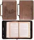 Men'S Classic Bible Cover on Wings like Eagles Mountain Isaiah 40:31, Brown Faux