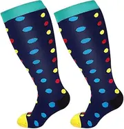[Woetwoat] 2XL-4XL Compression Socks for Women, Compression Socks, Knee-High Compression Socks, Thrombosis Stockings, Sports Socks, Colourful Knee Socks for Women