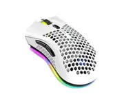 2.4G Wireless Gaming Mouse Rechargeable Mouse with RGB Light Effect 3 Adjustable movement speed Hollowed-out Honeycomb Design White