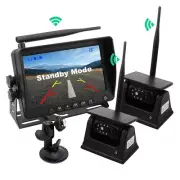 Wireless 7" DVR Monitor Standby Mode 2x Solar Magnetic Battery Reversing Cameras