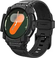 SPIGEN Rugged Armor Pro for Samsung Galaxy Watch 7 40mm Band Case, Rugged Unibody Design, Precise Cutouts, Flexible TPU Adjustable Bands Raised Edge Cover - Black