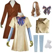 Darmowade 6 Pack Adults M3gan Cosplay Costume With Wig Horror Film M3gan Dress Jacket Suit Carnival Party Halloween Dress Up Outfit L