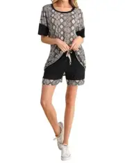 Blumin snake print loungewear short set Black