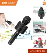Portable Handheld Karaoke Microphone with Bluetooth and Recording Function