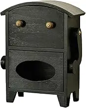 rockible Mini Storage Cabinet Tissue Dispenser with Drawer Wooden Desktop Organizer for Accessories Skincare Bedroom Dresser Tabletop, Black