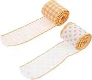 2pcs Yellow Webbing Ribbon Wreath Wedding Invitation Accessories Door Decorations Bow Tie Bouquet Accessories Wedding Decorations Graduation Season Bow Polyester
