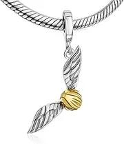 [Bolenvi] Golden Ball Wings 925 erling Silver Pendant Charm Bead For Pandora & Similar Charm Bracelets or Necklaces, Sterling Silver
