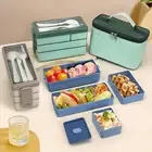 3 Tier Bento Box with Compartments 1450ml Stackable Lunch Box Non-Stick