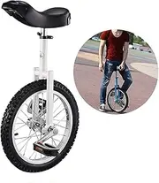 Unicycle 16/18/20/24 Inch Unicycle, Adult Trainer Unicycle, Height Adjustable Skidproof Bike, Balance Cycling Exercise Bike Unicycle, Suitable for People 1.20-1.75 Meters,White,16 Zoll