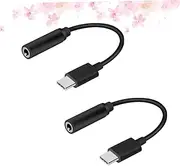 SEWACC 2pcs Headphone Audio Adapter Type c to 3.5mm Audio Adapter to 3.5 Aux Audio Female to 3.5mm Audio Adapter Type-c to 3.5mm Earphone Cable Adapter Black