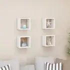 4 Pcs Wall Cube Shelves White Living Room Display Shelf Set Floating Rack Decor