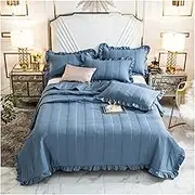 KUSQDT Cotton Bed Linen Multi-use Bed Plaid All Season Bed Cover Bedspread On The Bed Quilted Blanket Double Bedspreads 3-Piece Comforter Set Sheets(Large)