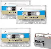 MEEKET 3PCS Cassette Tapes, Blue, 90 Min Recording Time, Low Noise, Compatible with Cassette Players, Car Stereos & More