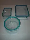 THREE PIECE PYREX GLASS STORAGE CONTAINERS WITH LIDS