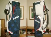 PING Hoofer USA American flag w/ Handle Stars and Stripes Stand Golf Bag