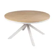 Vanesa 1.4m Round Sand White Outdoor Dining Table - Natural