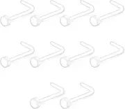 [lafomukea] 10 PCS 20G Clear Nose Studs, L Shape Nose Rings Studs Piercing Jewelry, Nose Retainer Keeper Rings, Middle, Acrylic, No Gemstone