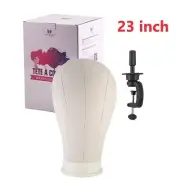 23 inch Canvas Block Wig Mannequin Head w/Clamp Stand for Making/Display/Styling