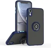 Cavor Case for iPhone XR (6.1") Soft Slim Fit TPU Case PC Bumper 360° Rotation Ring Holder Kickstand Phone Cases [Work with Magnetic Car Mount] Shockproof Protective Cover-Navy Blue