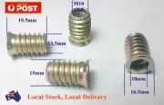 Qty 20 M10 x 20mm Hard Wood Timber Threaded Flange Zinc Steel Insert Allen Nut